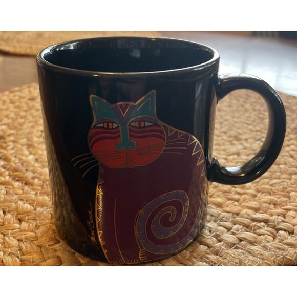 Laurel Burch Coffee Mug Mythical Cat Japan 3 3/4" x 3 1/2" Holds 12oz - Picture 1 of 8